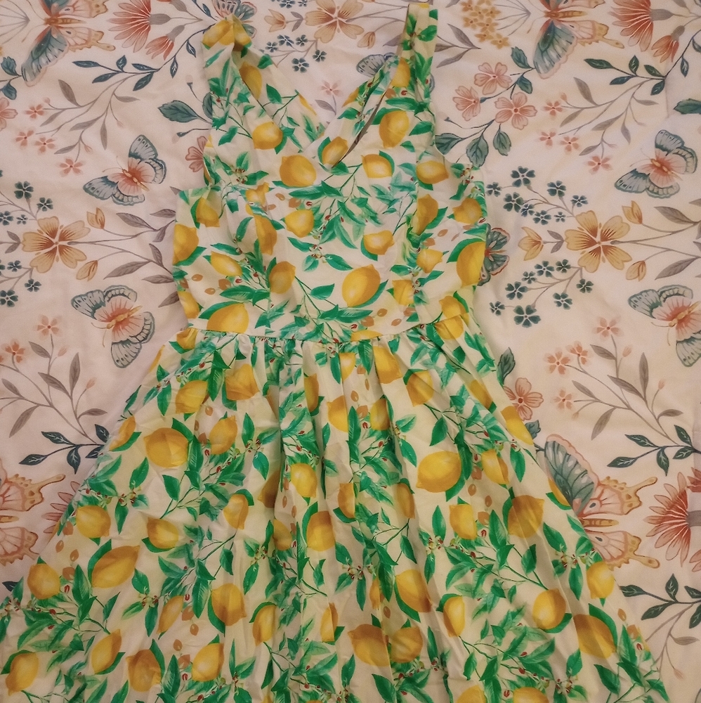 Elle Lemon Print Sundress